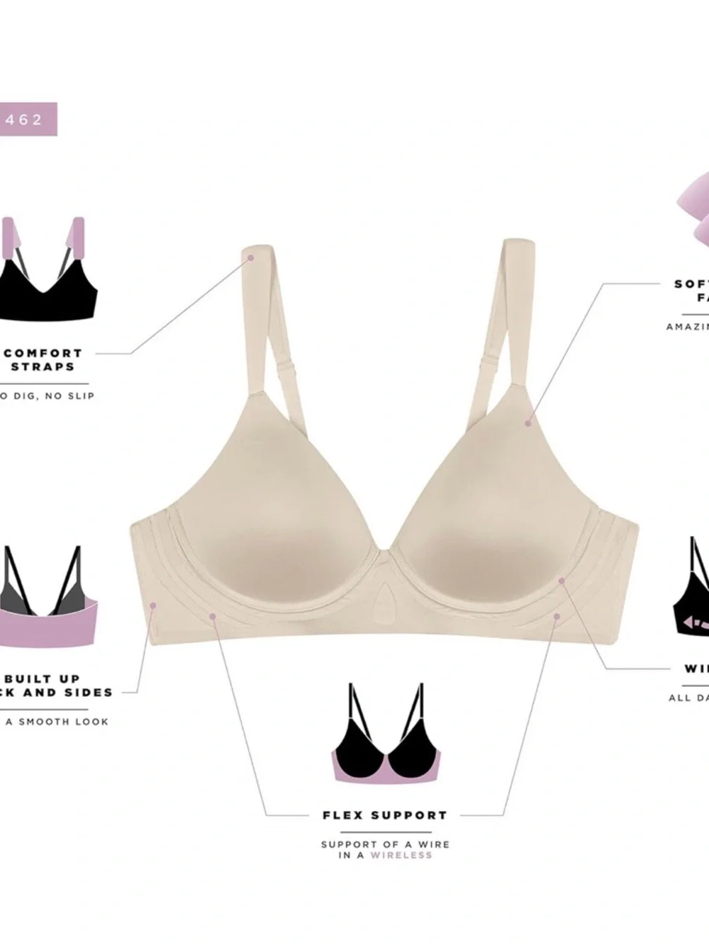 NWT Bali Comfort Seamless Nude T-Shirt Bra - Light Beige Size XL- see size chart - Picture 5 of 14